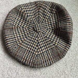 Vintage Kangol Black and Brown Houndstooth Newsboy Hat/Cap